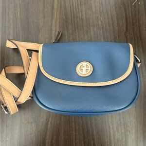 Giani Bernini Navy and Tan Crossbody Bag